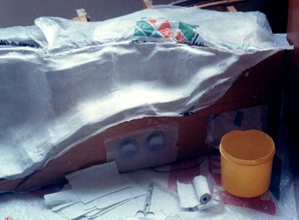 Aspecto inicial do relevo de gesso na maquete